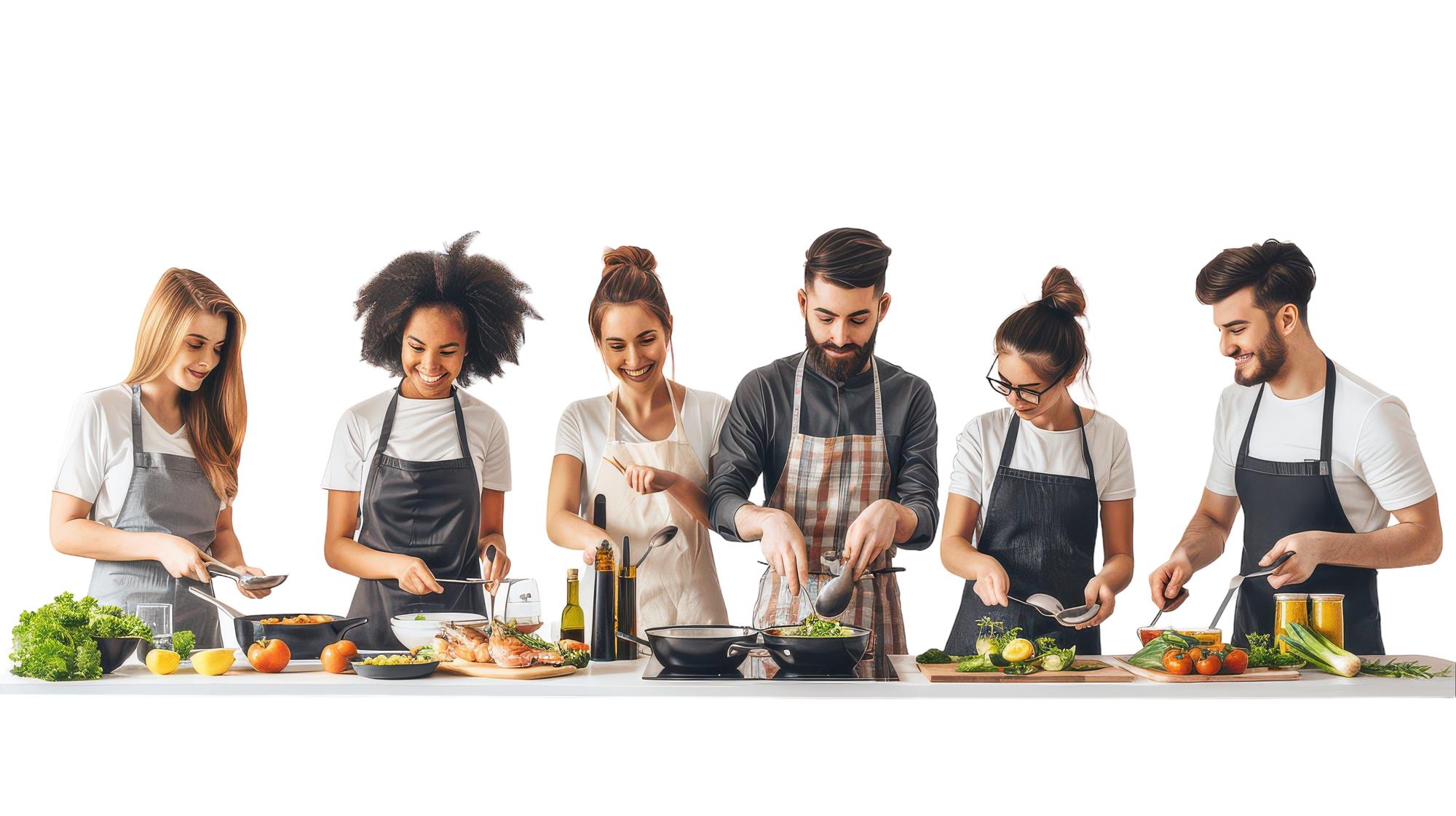 Workshop kitchen with chef and participants